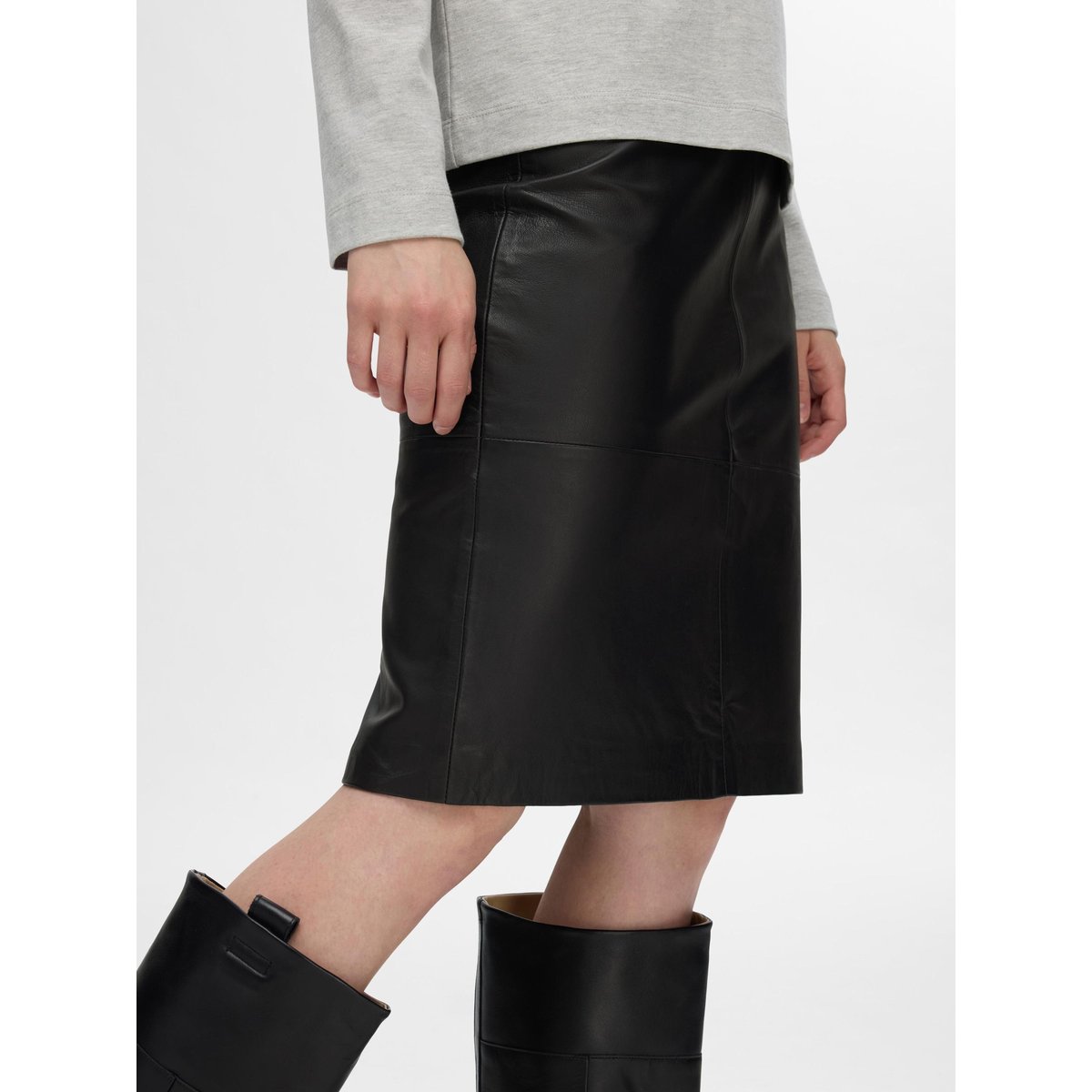 Jupe En Cuir Taille haute black, SELECTED