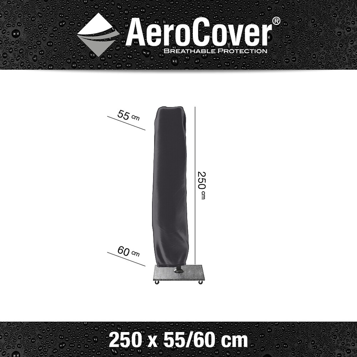 Garden Free Arm Parasol Cover 250x60cm grey, AEROCOVER