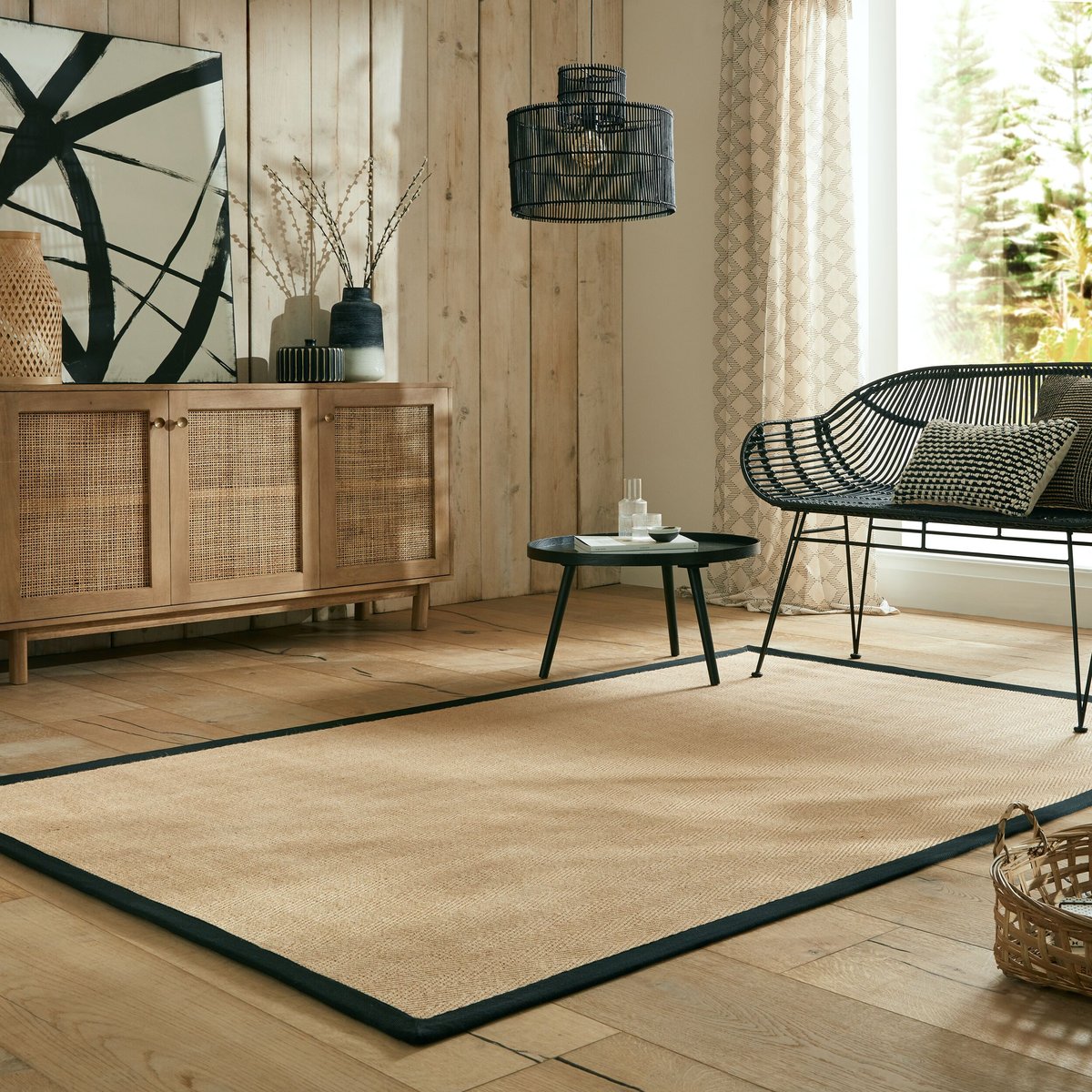 Tapis antiderapant en jute KIRA noir, FLAIR RUGS