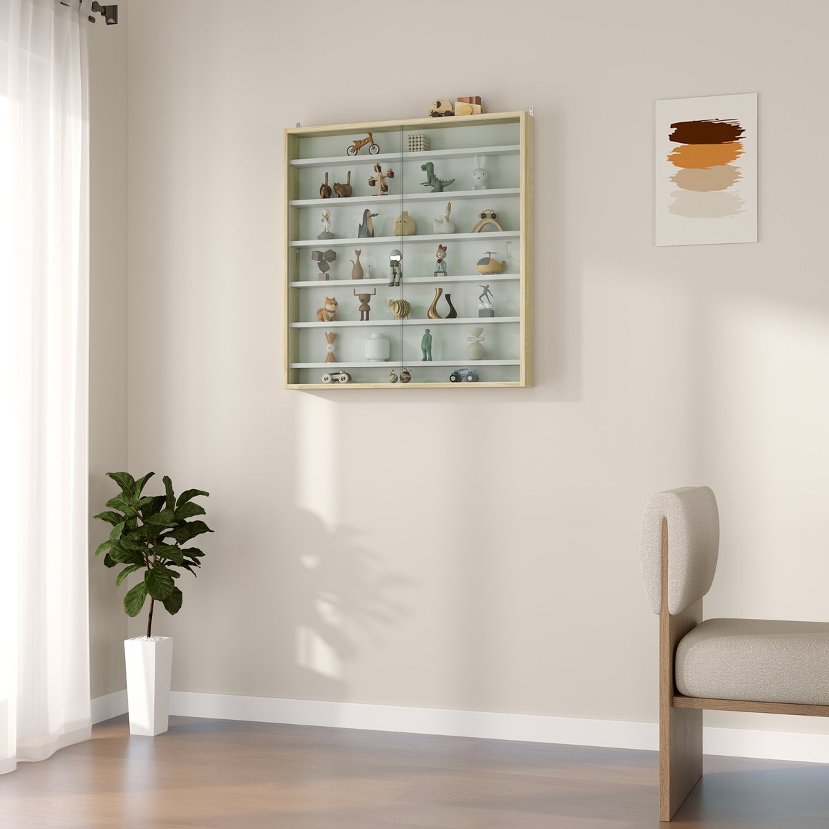 Vitrine Panneau de particules Chêne beige, HOMCOM
