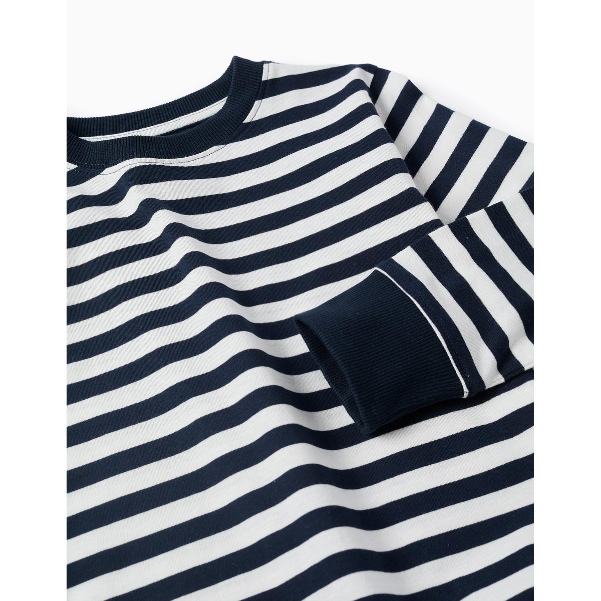 T-shirt en coton à manches longues à rayures bleu foncé, ZIPPY