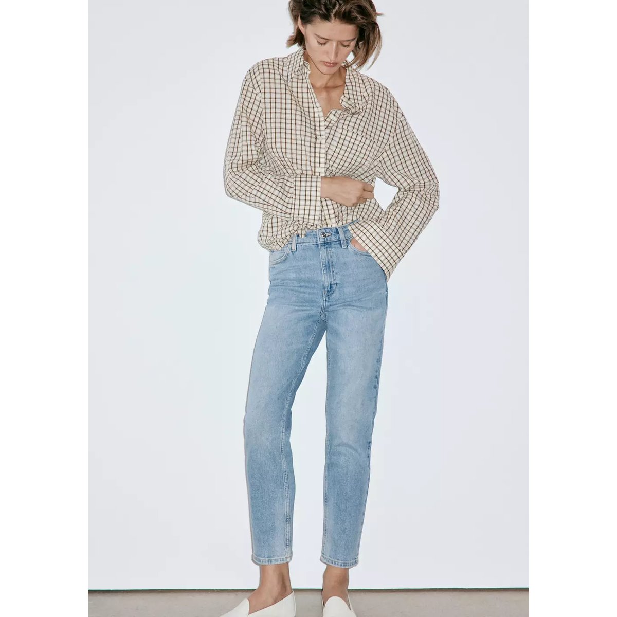 Jean Newmom confort taille haute bleu moyen, MANGO