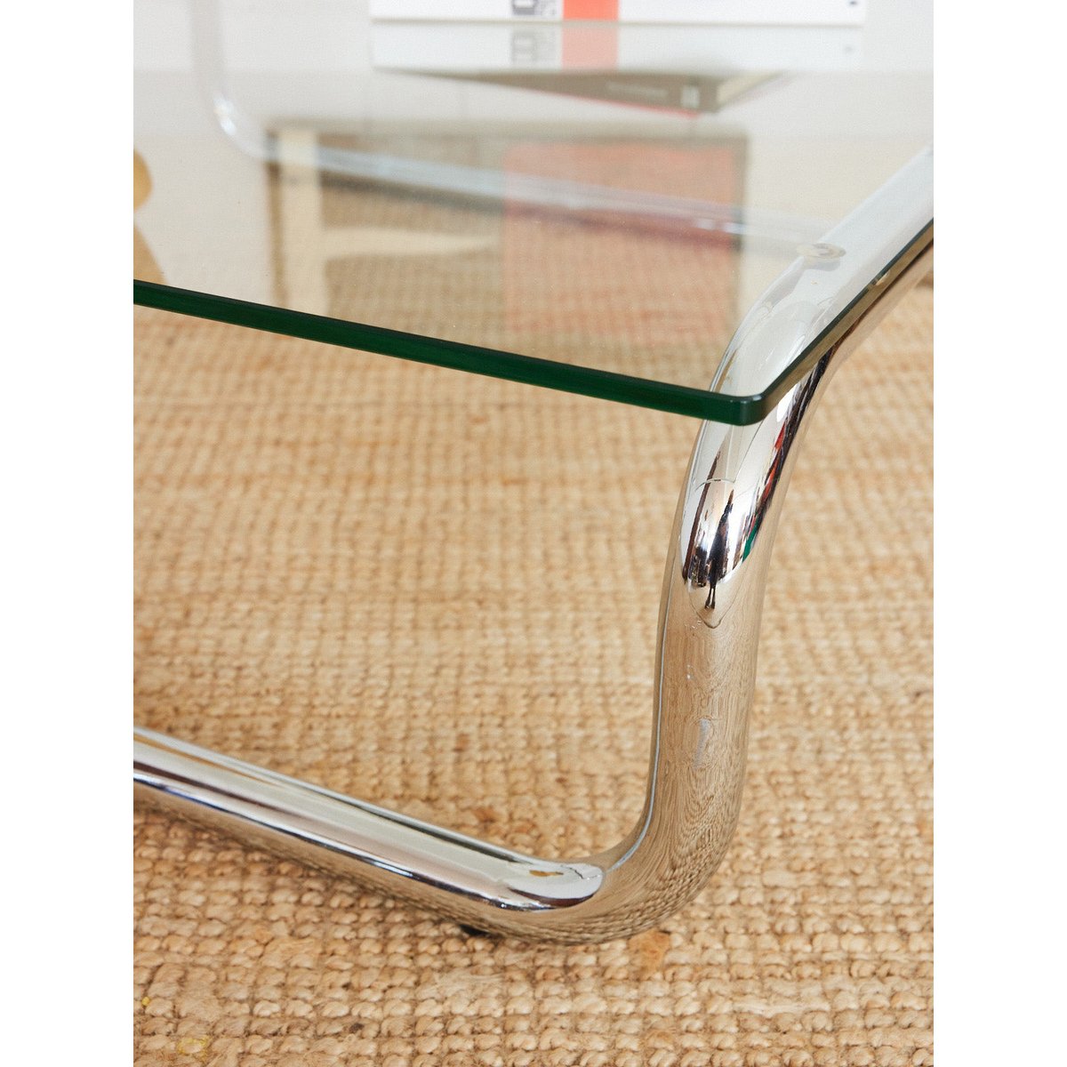 Grande table basse en chrome Donna N°1659 - Bon état transparent, DEBONGOUT