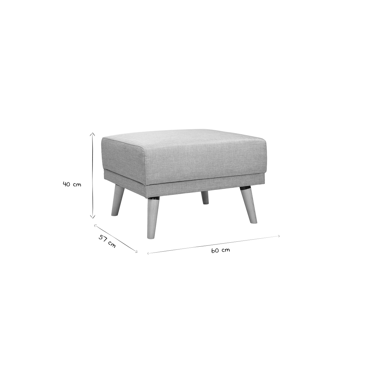 Pouf repose-pieds scandinave en tissu et bois ULLA naturel, MILIBOO