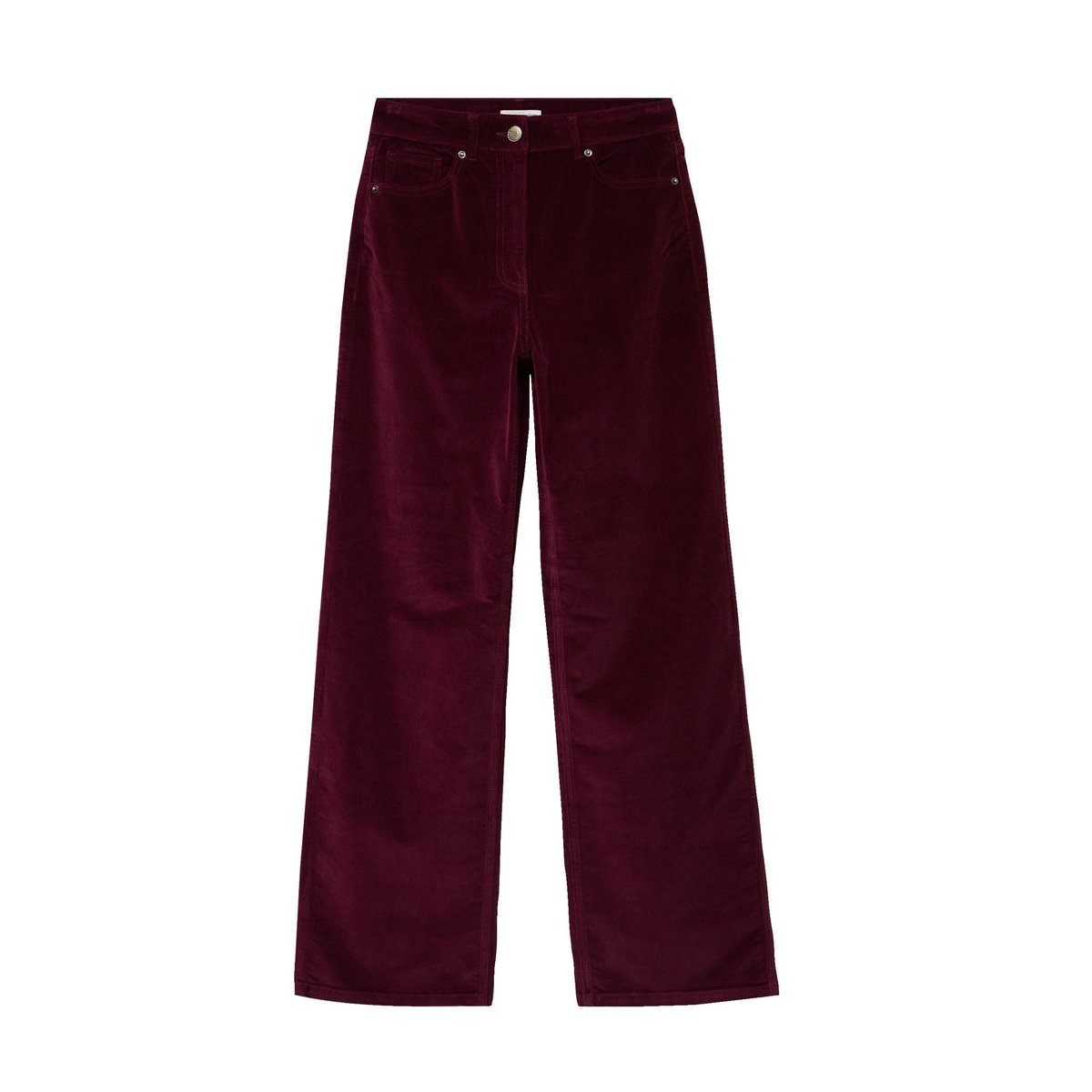 Pantalon bootcut taille haute velours bordeaux, CACHE CACHE