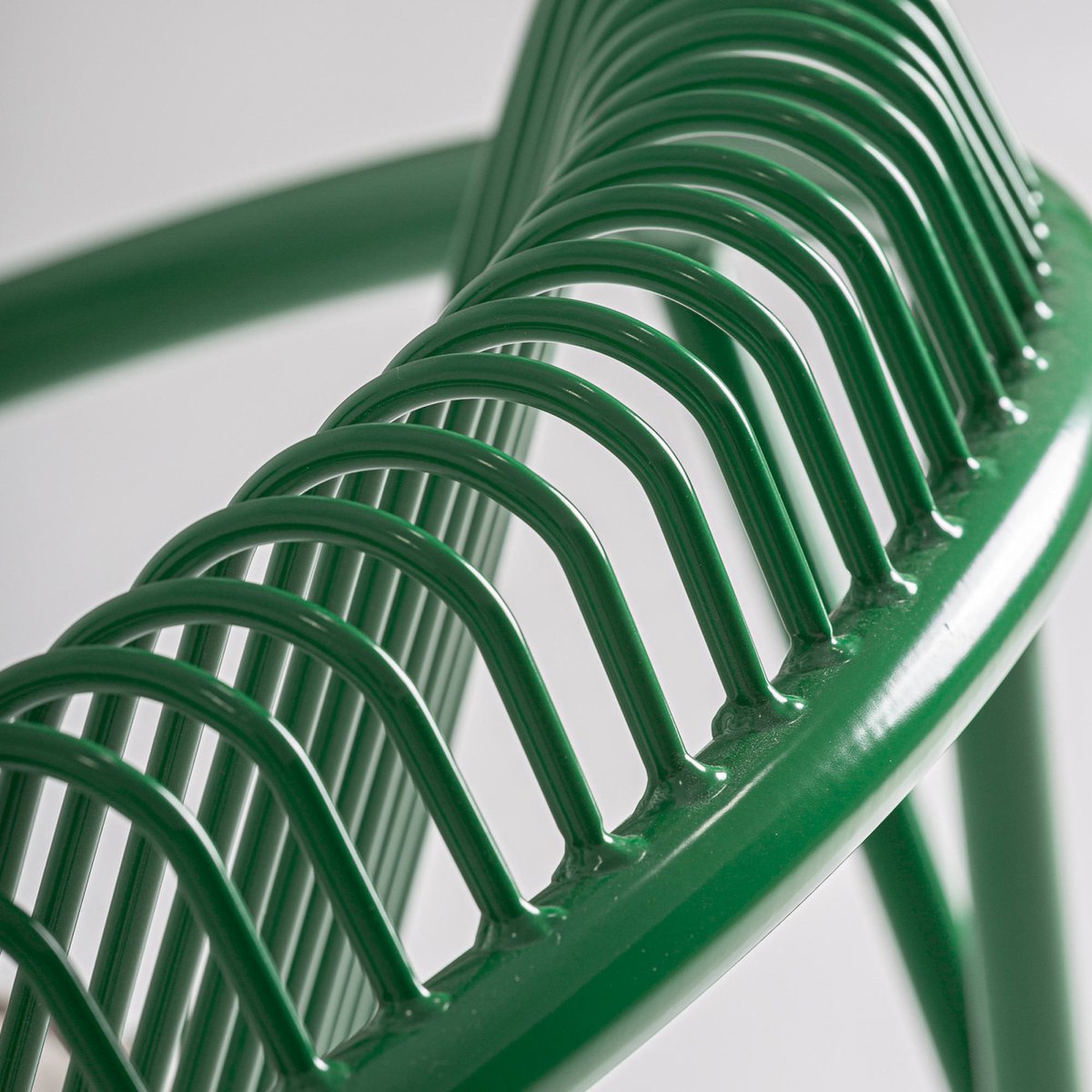 Chaise en fer collection S.BRIENZ vert et beige, RECOLLECTION