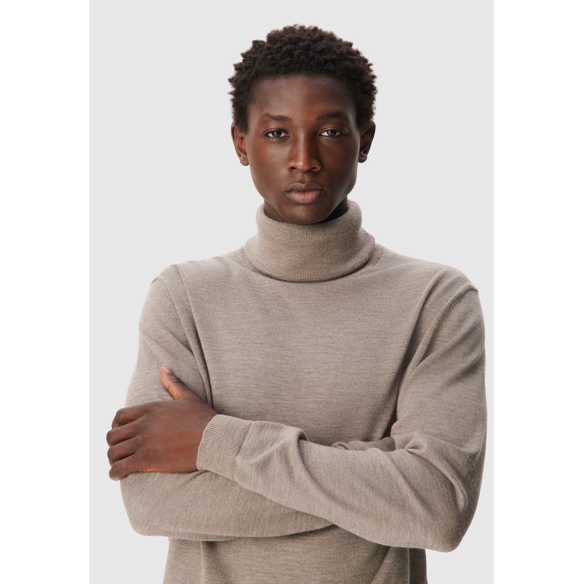 Pull col roulé tricot 100% laine marron, IKKS