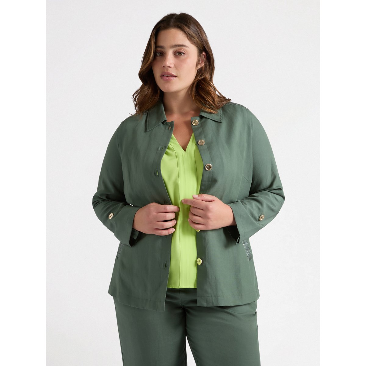 Chemise oversize avec broderie verde militare, FIORELLA RUBINO