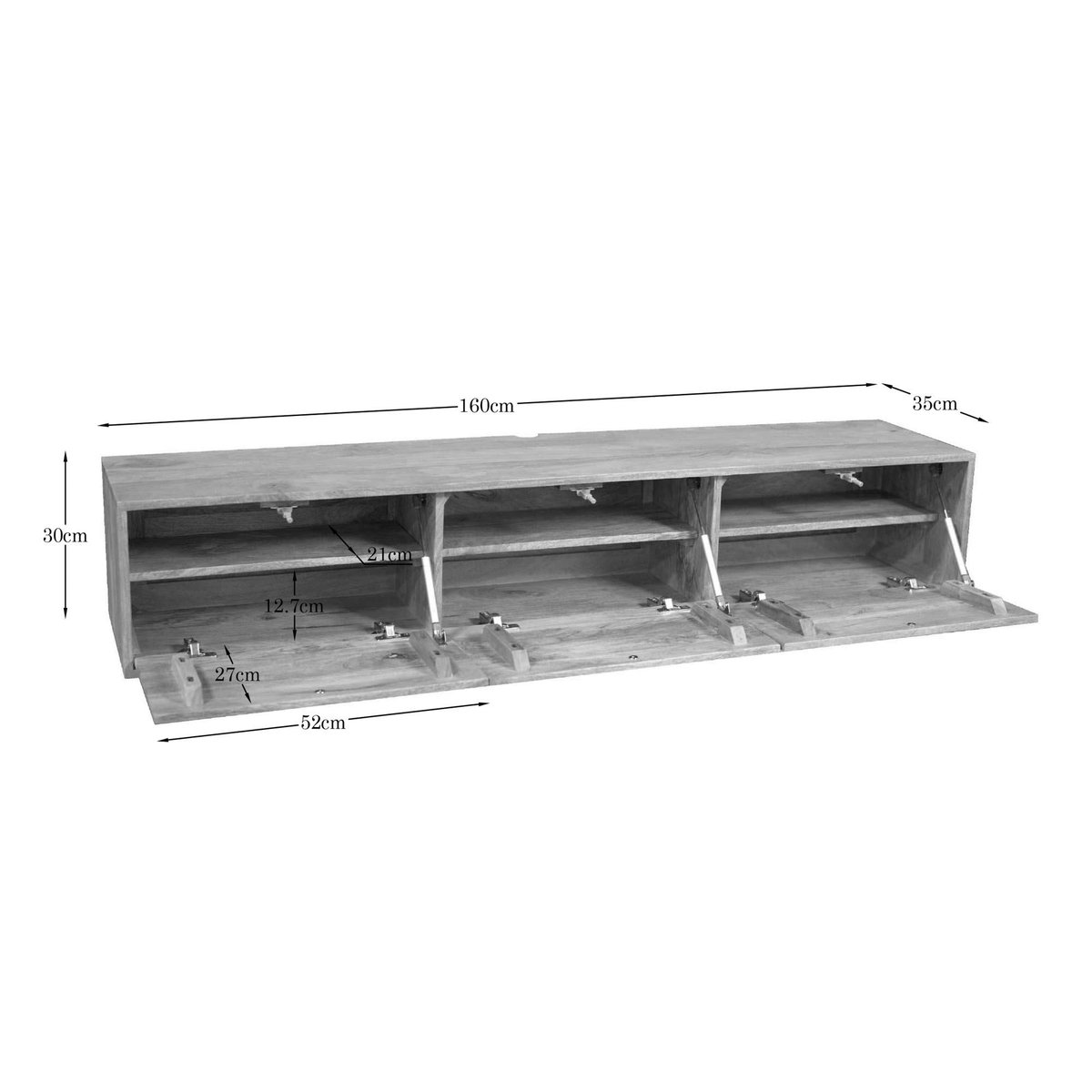 Meuble TV mural 3 portes 160 cm JUNO bois clair, PIER IMPORT