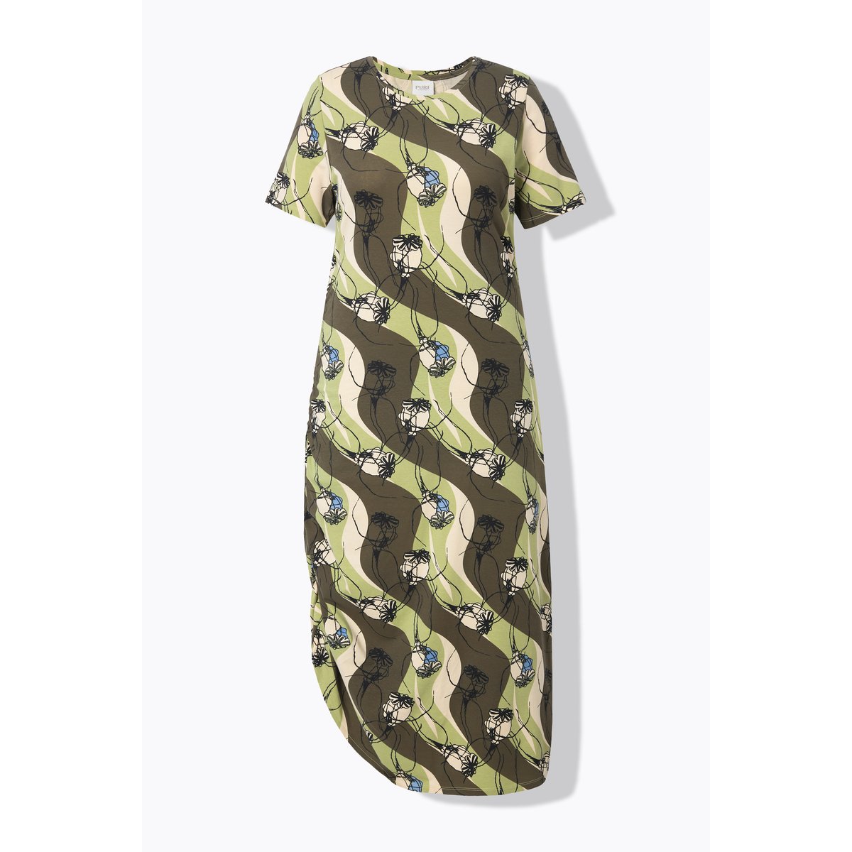 Robe Longue En Jersey, Encolure Ronde marron kaki, ULLA POPKEN