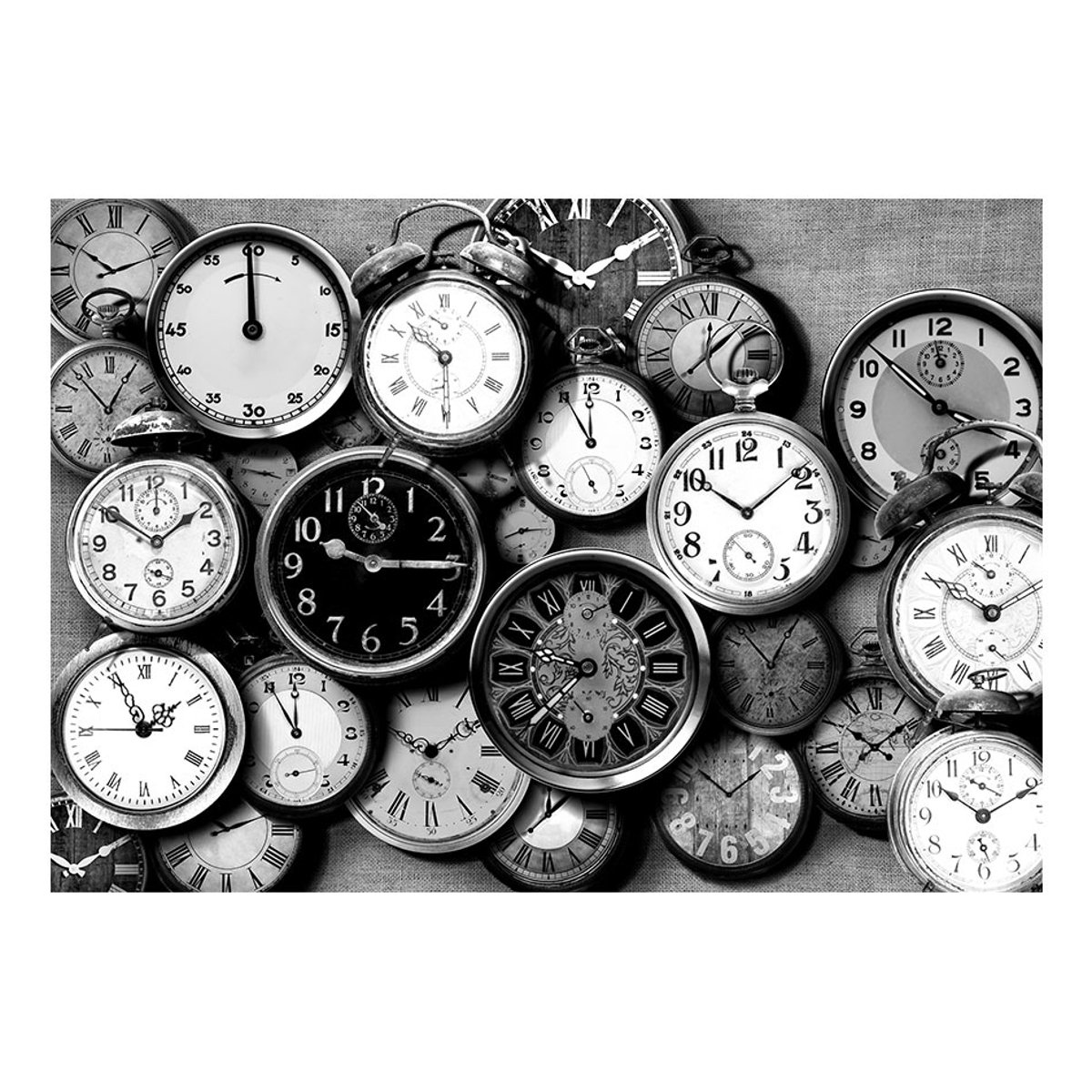 Papier peint intissé panoramique Vintage et Retro Retro Clocks noir, EDEN