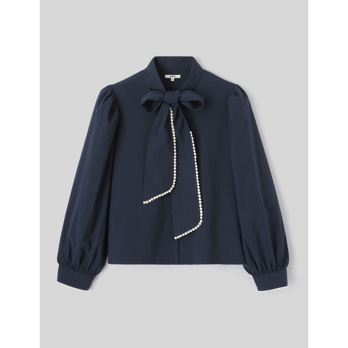 Blouse à col lavalière bleu foncé, BZB