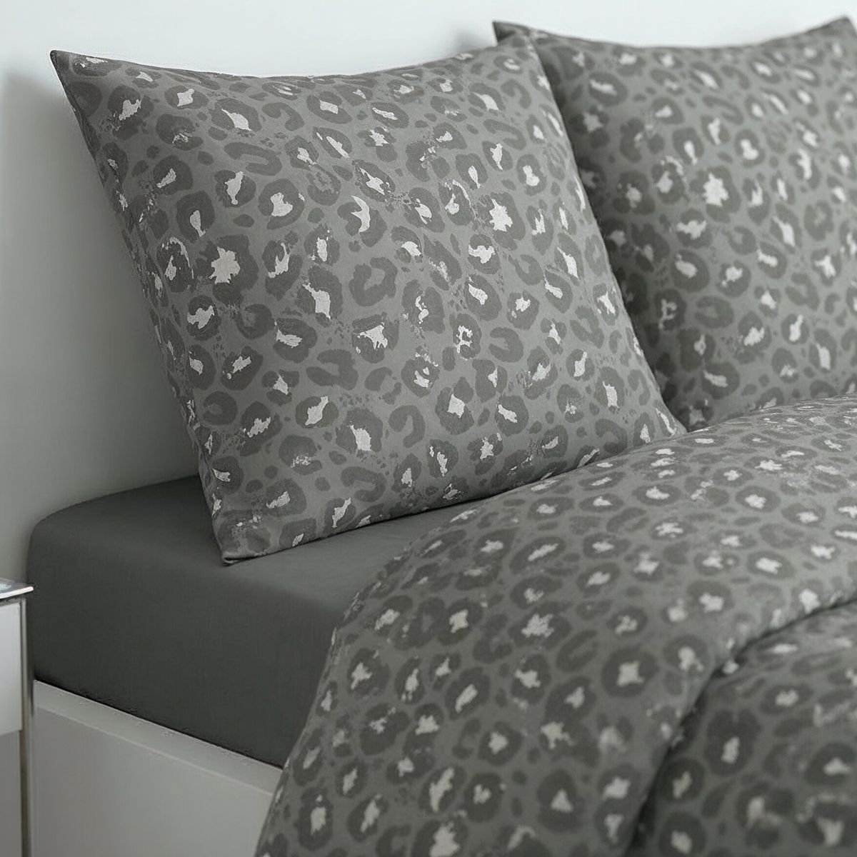 Parure de lit imprimé Animalier SUNSHINE LEO gris anthracite, TODAY