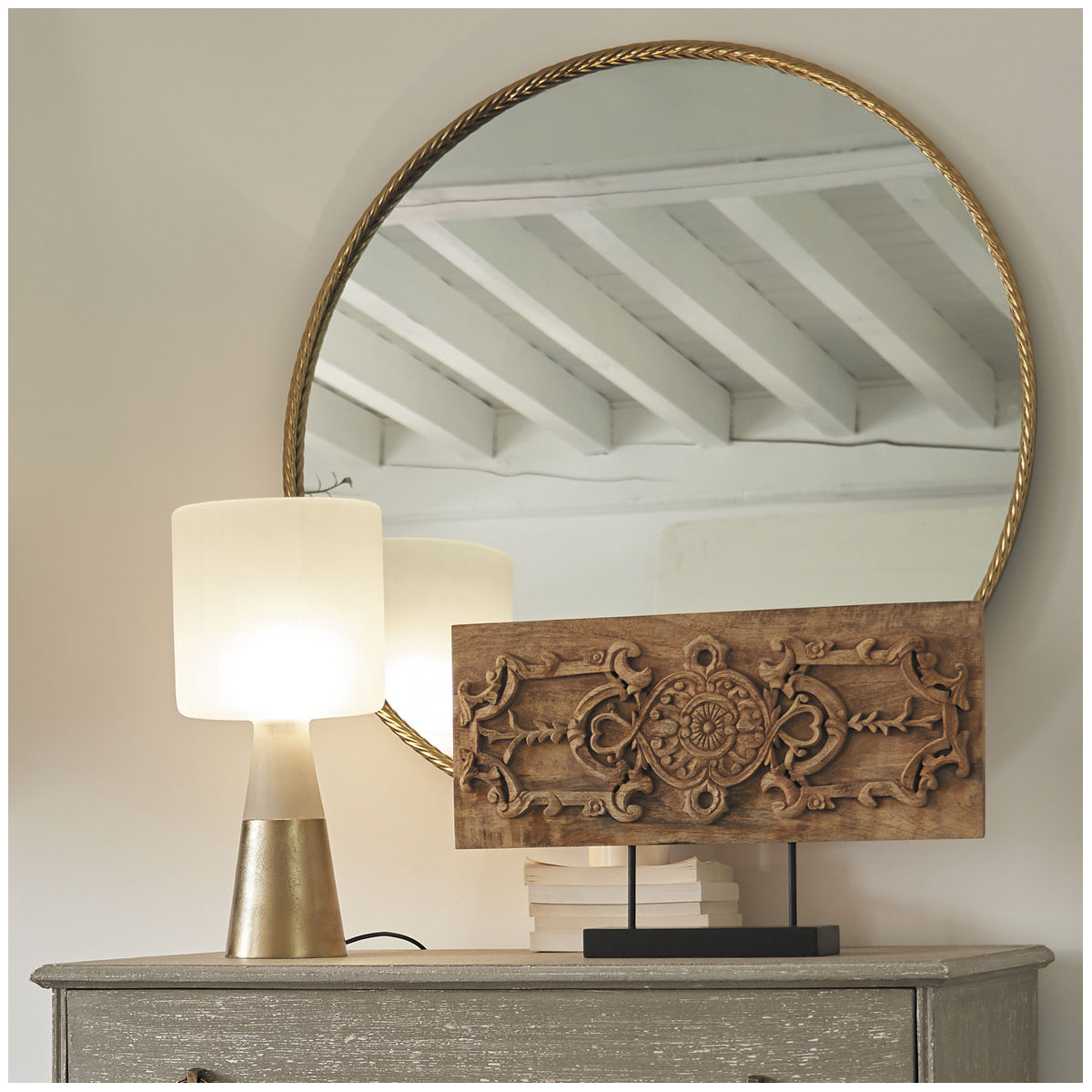 Statue en manguier beige, BLANC D’IVOIRE