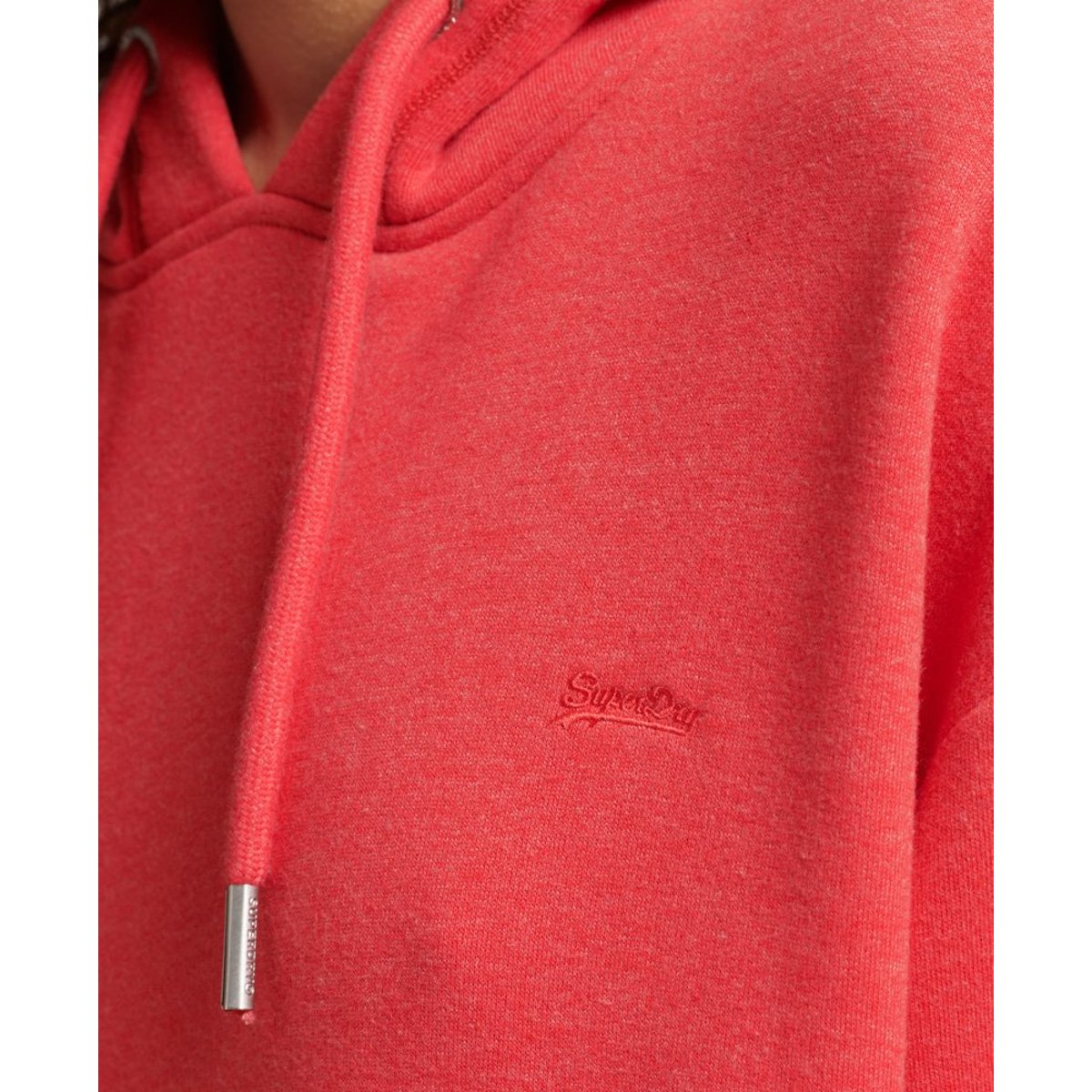 Robe sweat en coton bio à logo brodé rouge papaye chiné, SUPERDRY