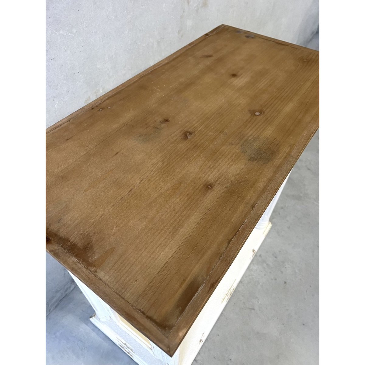 Console en bois patiné L 81 - VICTORIA blanc, MATHI DESIGN
