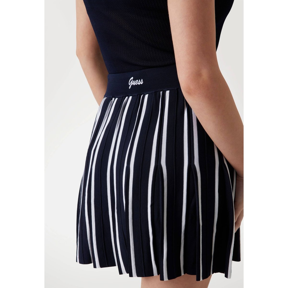 Mini-Jupe Maille Plissée bleu, GUESS