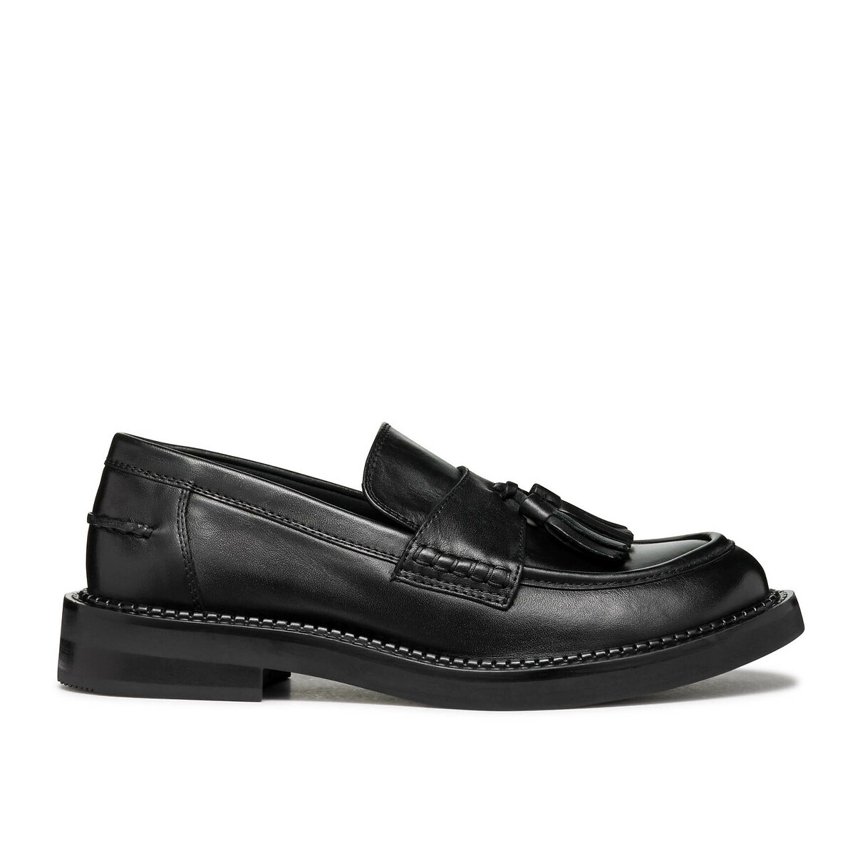 Mocasines transpirables de piel Serilda con borlas negro, GEOX