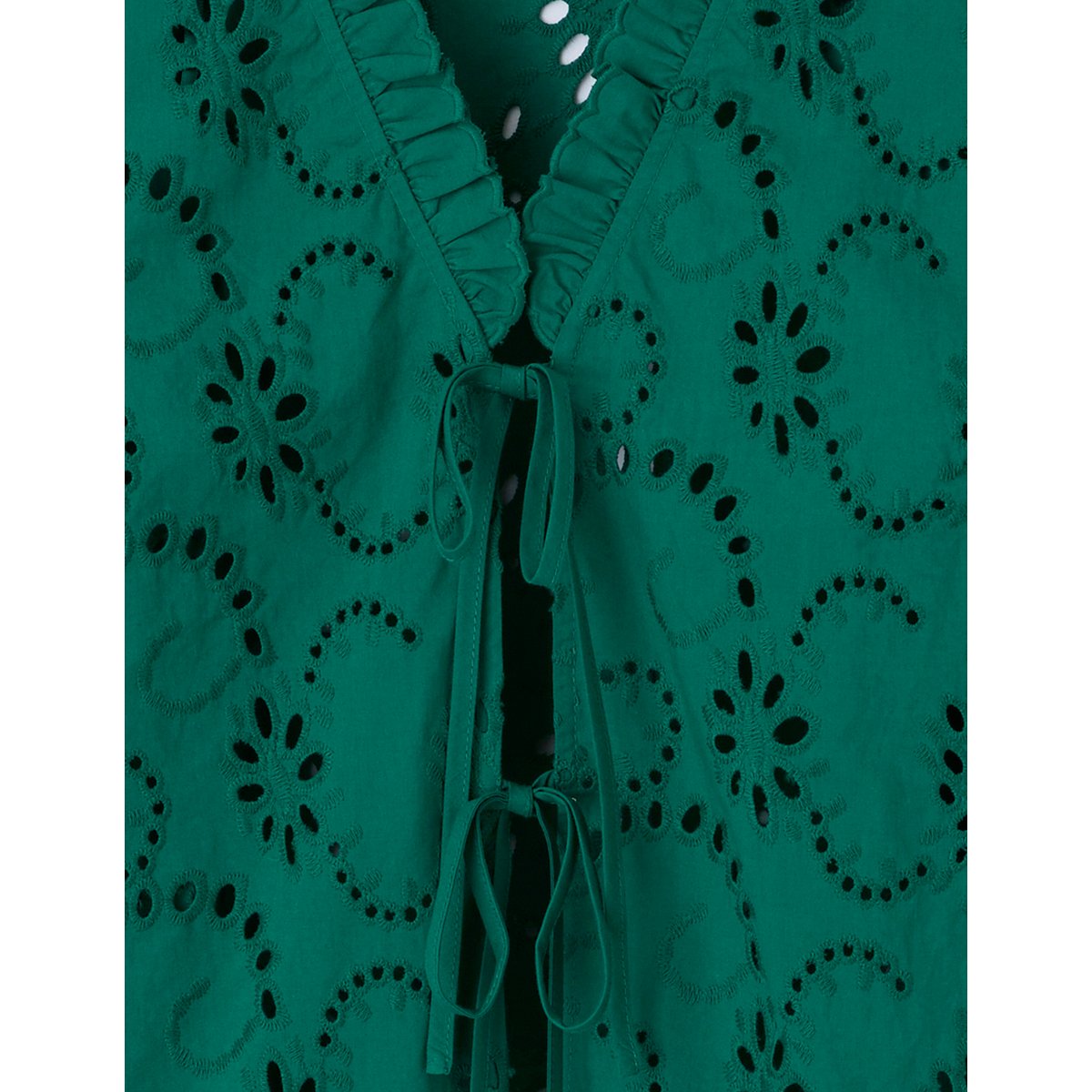 Blouse brodée ajourée menthe, BZB