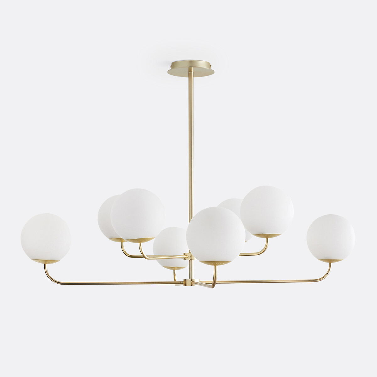 Suspension laiton et verre opaline, Moricio blanc, LA REDOUTE INTERIEURS