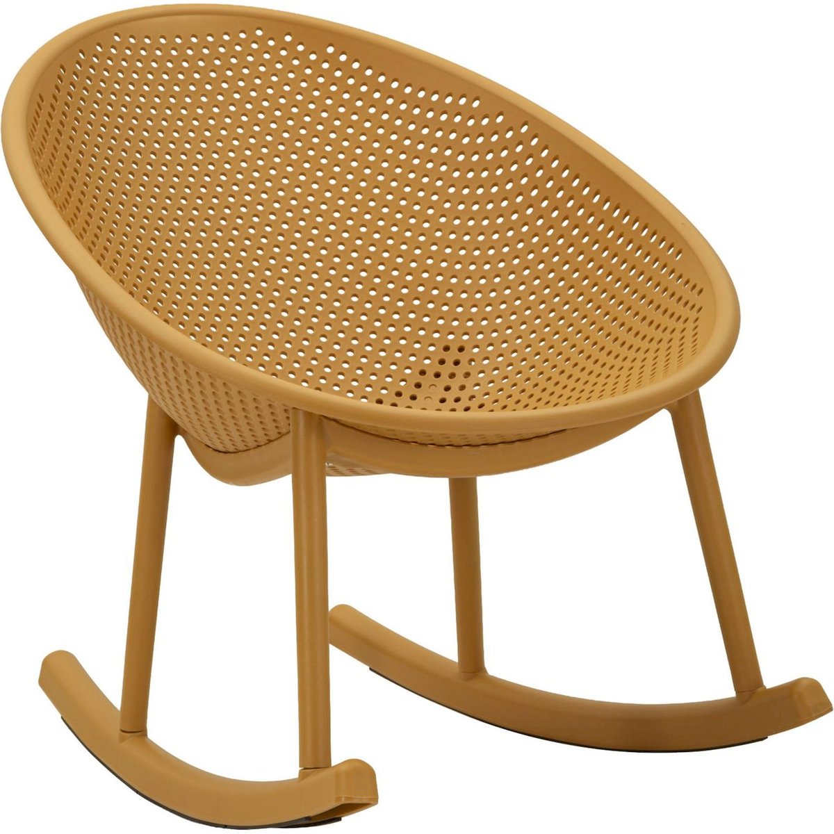 Fauteuil à bascule ajouré MODERN moutarde, RECOLLECTION