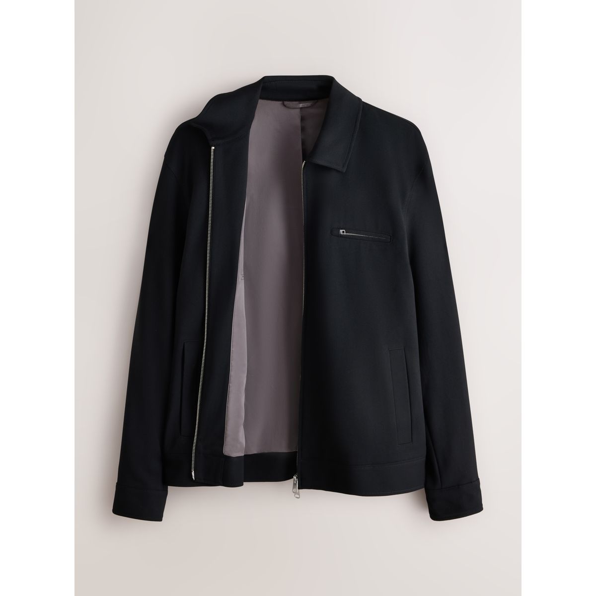 Veste-chemise zippée élégante en sergé noir, NEXT
