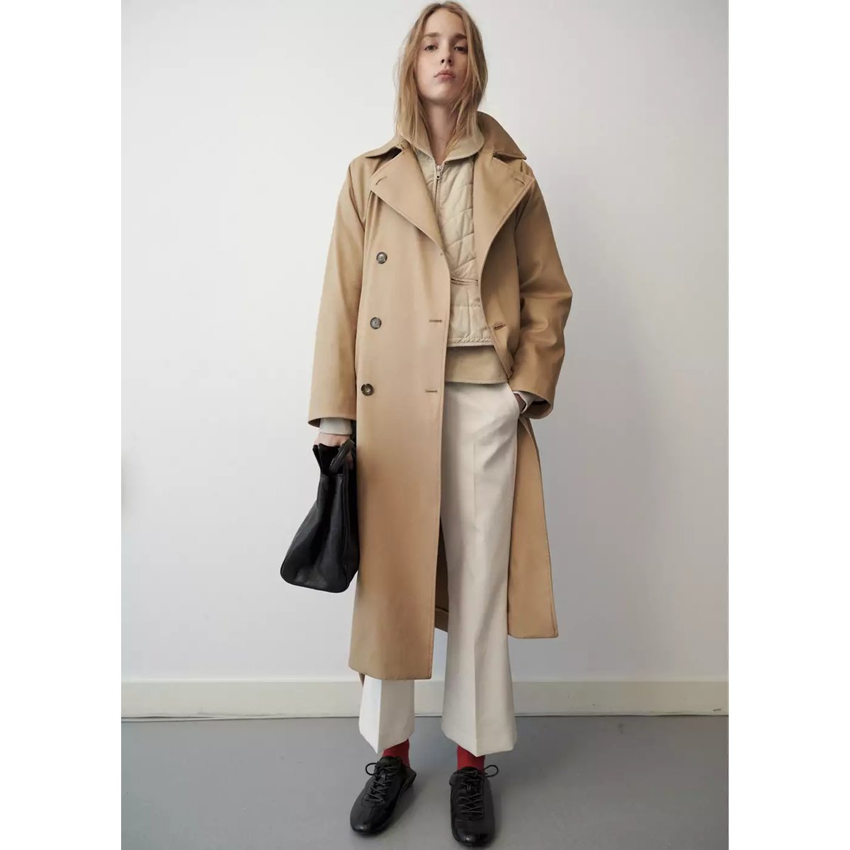 Trench coton ceinture beige, MANGO