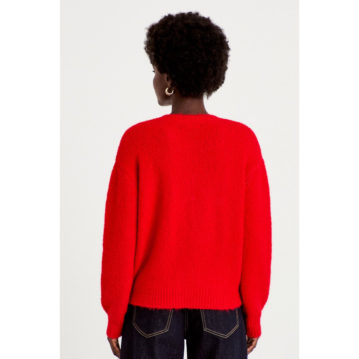 Gilet ample col rond manches longues rouge, CACHE CACHE