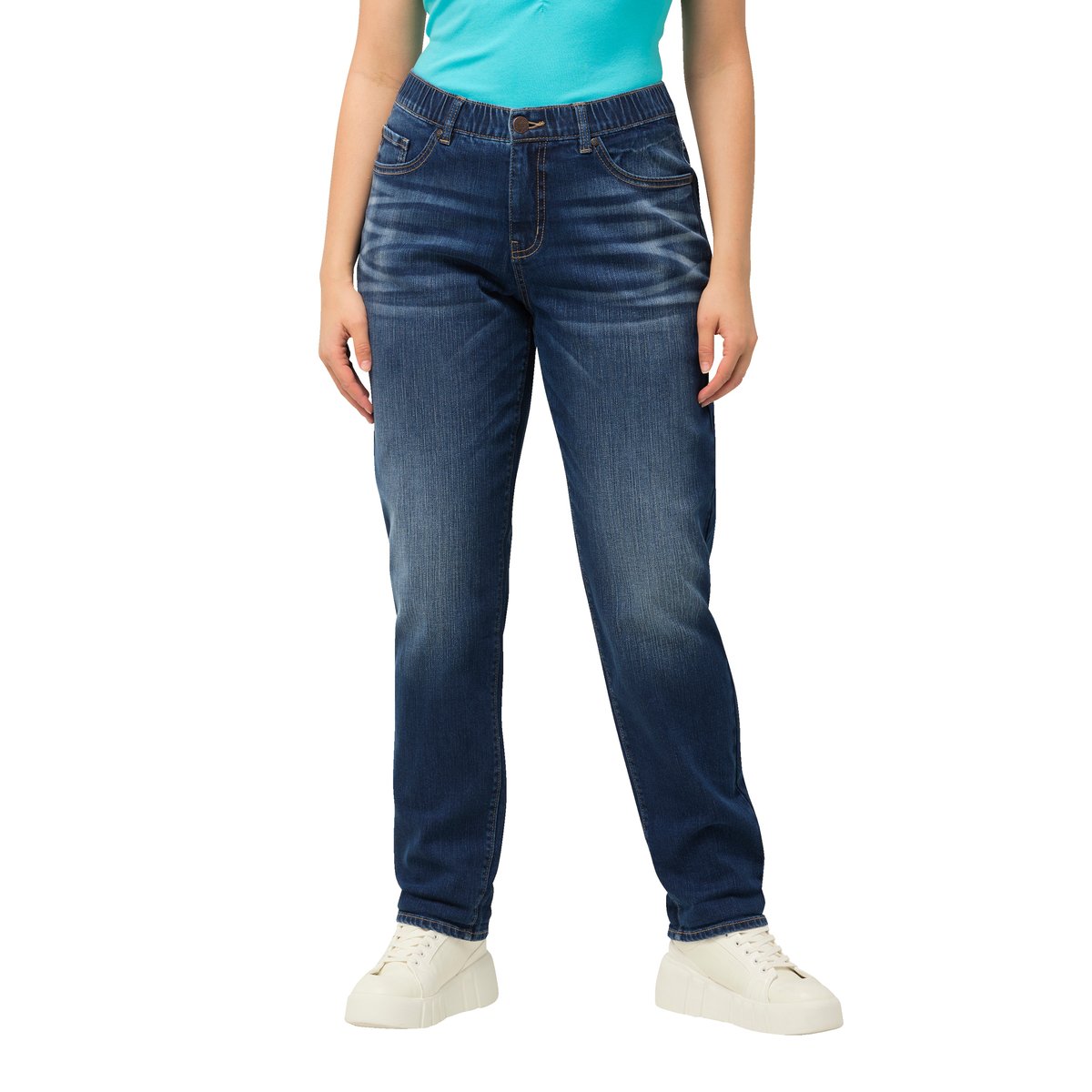 Jean boyfriend à 5 poches. Taille confortable bleu jean, ULLA POPKEN