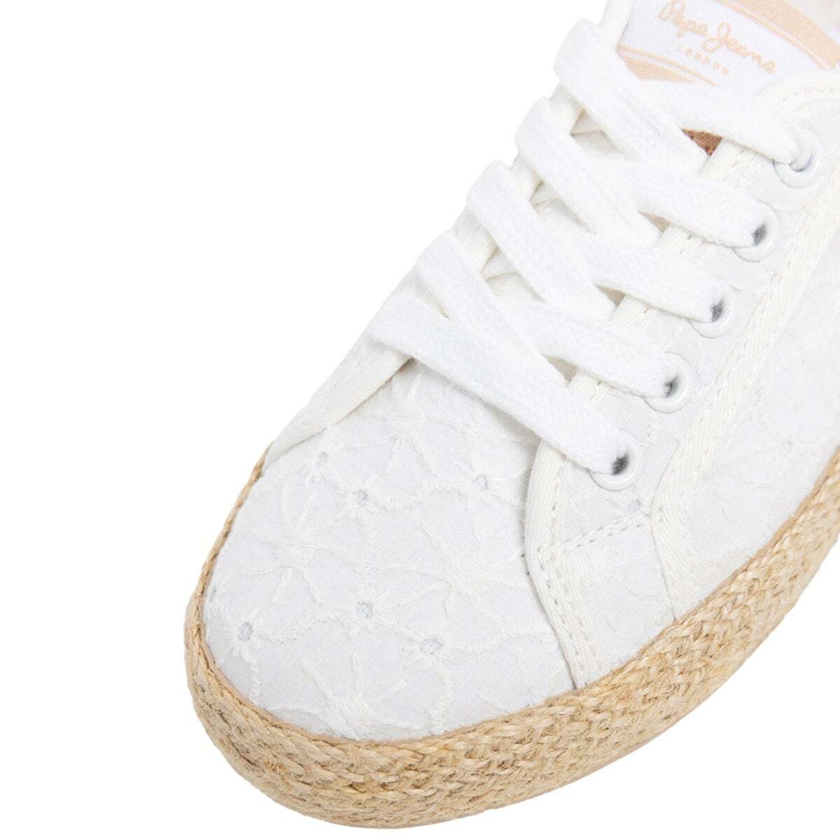 Baskets Classiques Avec Détails Brodés blanc cassé, PEPE JEANS