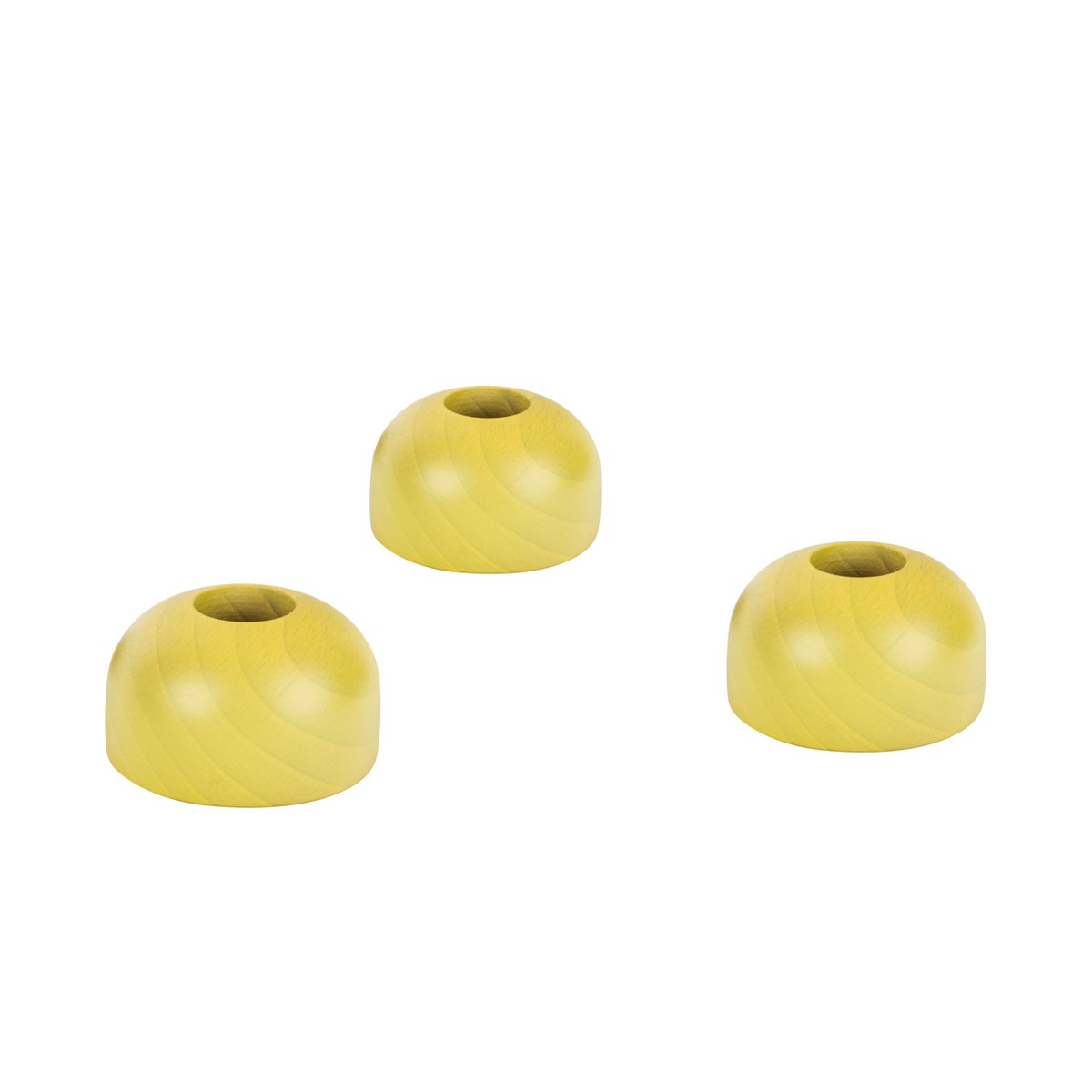 Set de 3 bougeoirs en bois de hêtre massif LUMS jaune citron, NOO.MA