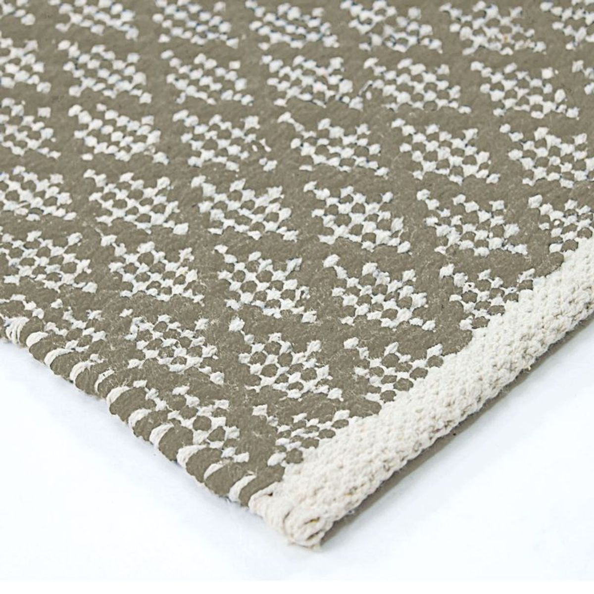 Tapis salon artisanal en coton écru noir, THE DECO FACTORY