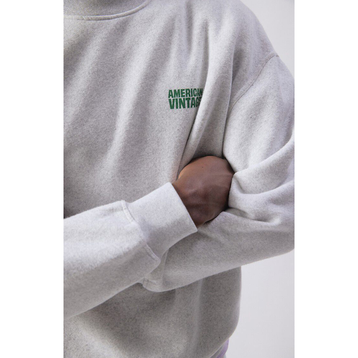 Sweat BAPTOWN gris clair chiné, AMERICAN VINTAGE
