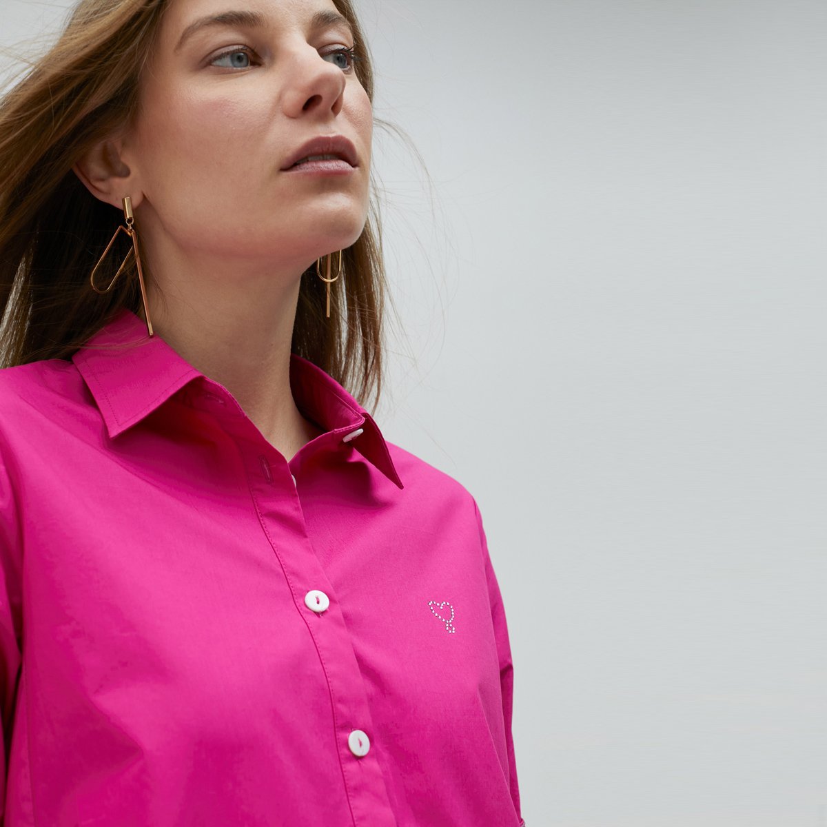 Robe chemise à manches 3/4 fushia, LOLA CASADEMUNT