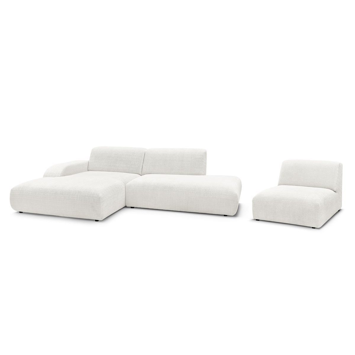 Canapé modulable 4 places en tissu texturé, SIRIUS blanc, BOBOCHIC