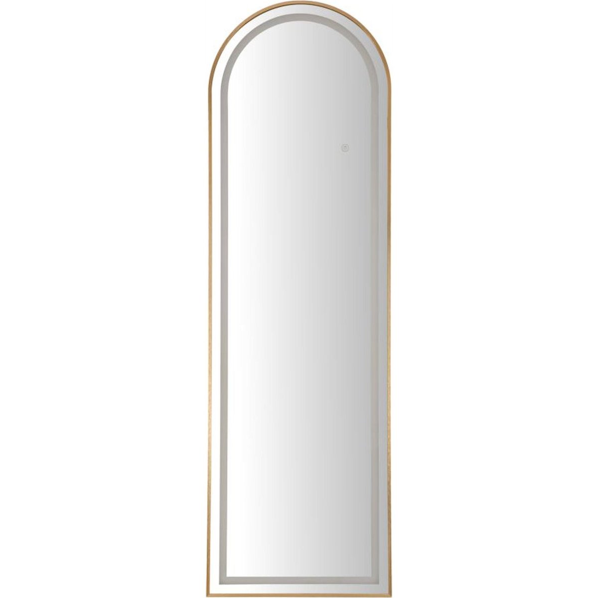 Miroir sur pied arqué en aluminium LED doré, RECOLLECTION