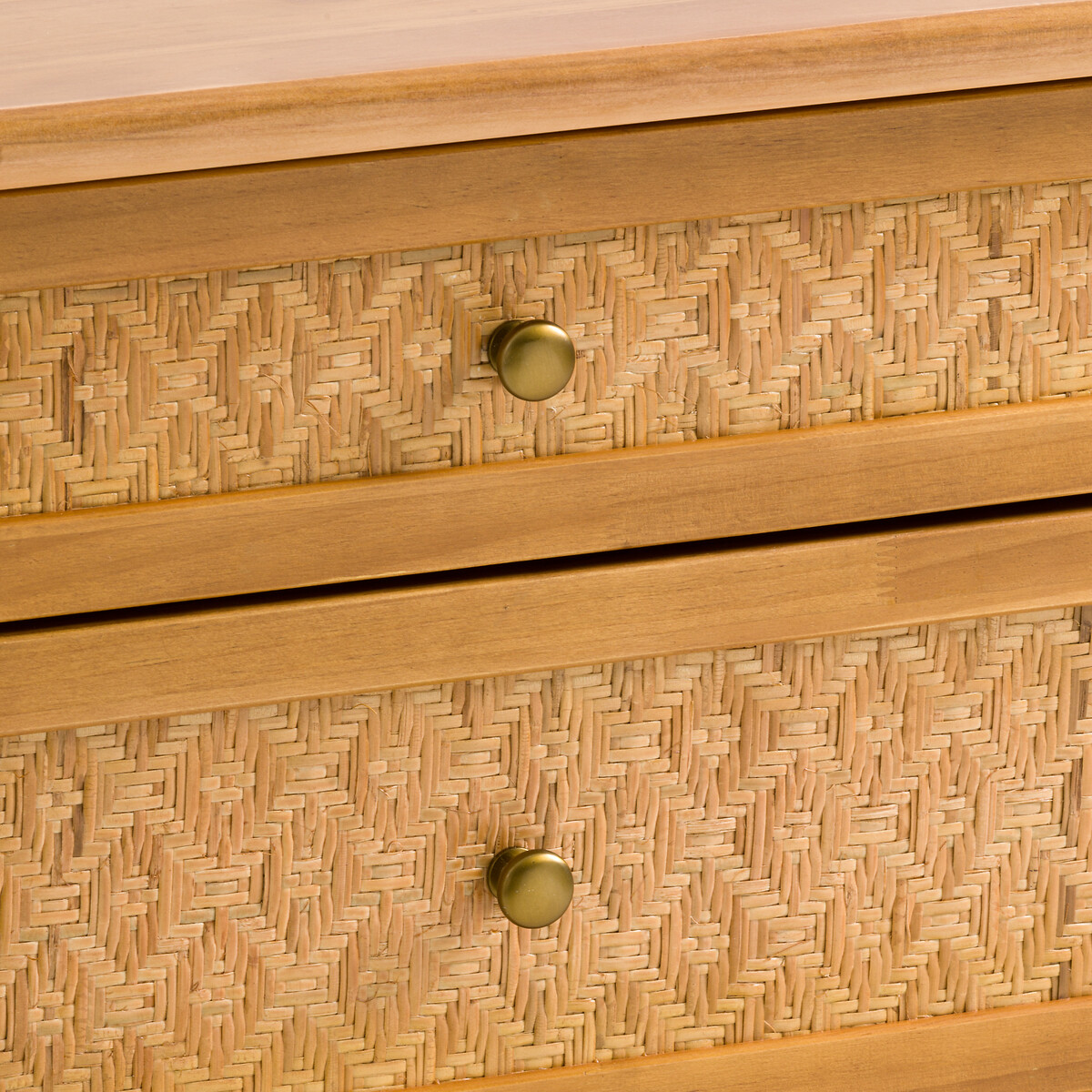Commode pin massif et cannage, Orient pin ciré, LA REDOUTE INTERIEURS