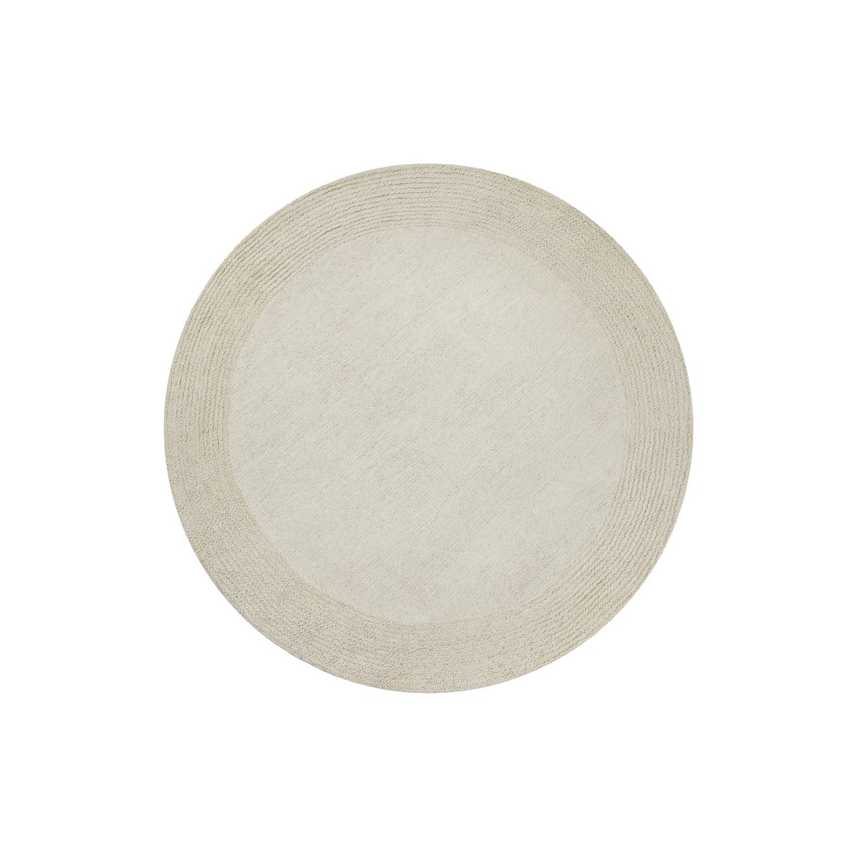 Tapis rond uni avec bordure texturée , HAMPTONS TWENTYONE blanc crème, WECON HOME