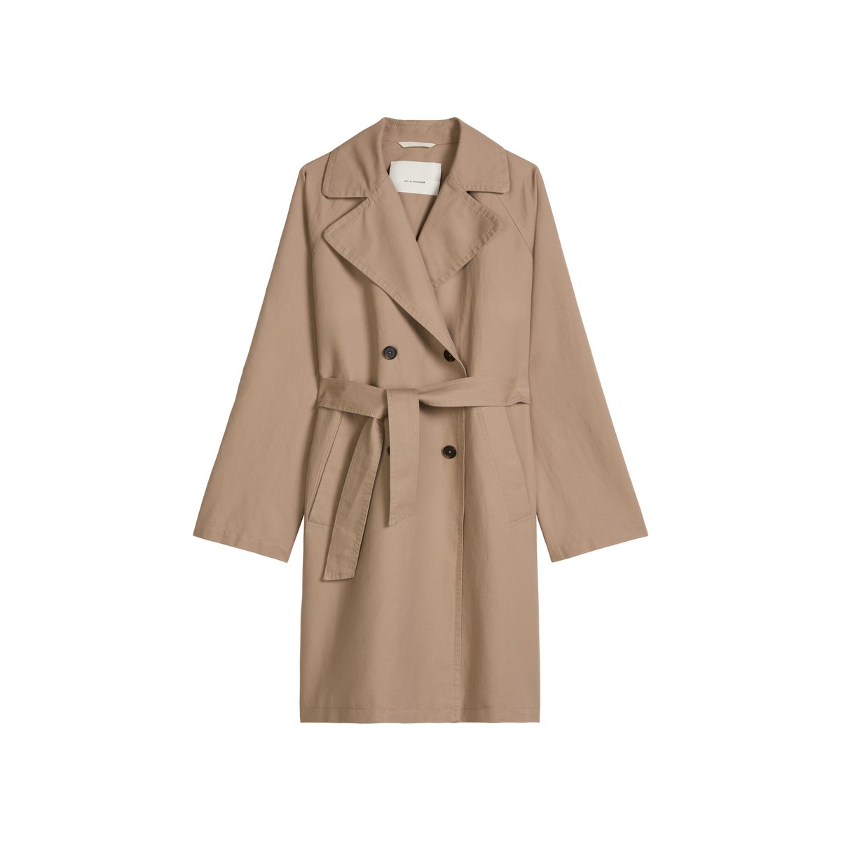 Trench-coat régulier dans un mélange décontracté de coton et de froufrous marron, MARC O'POLO