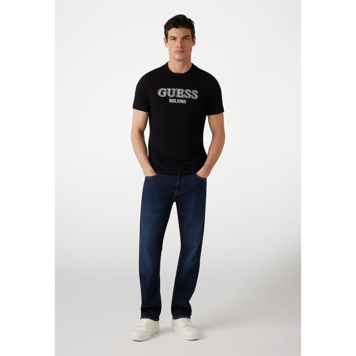 T-Shirt Logo Frontal noir, GUESS