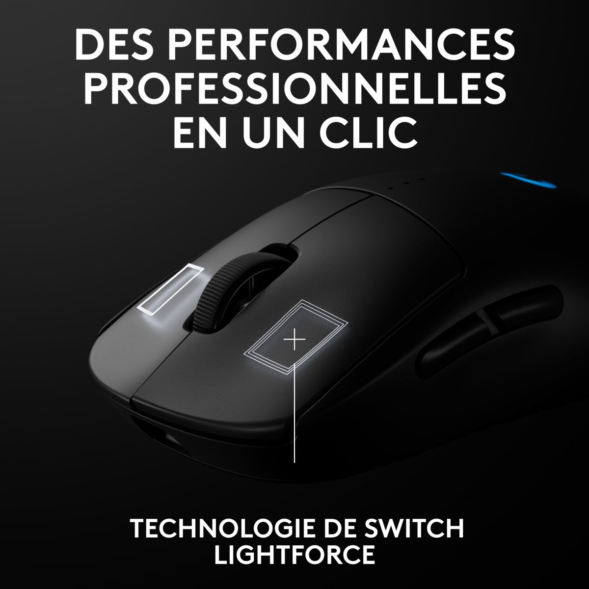 Souris Gamer Sans Fil Pro 2 Lightspeed noir + Pochette + Dongle 8K Hz couleur unique, LOGITECH