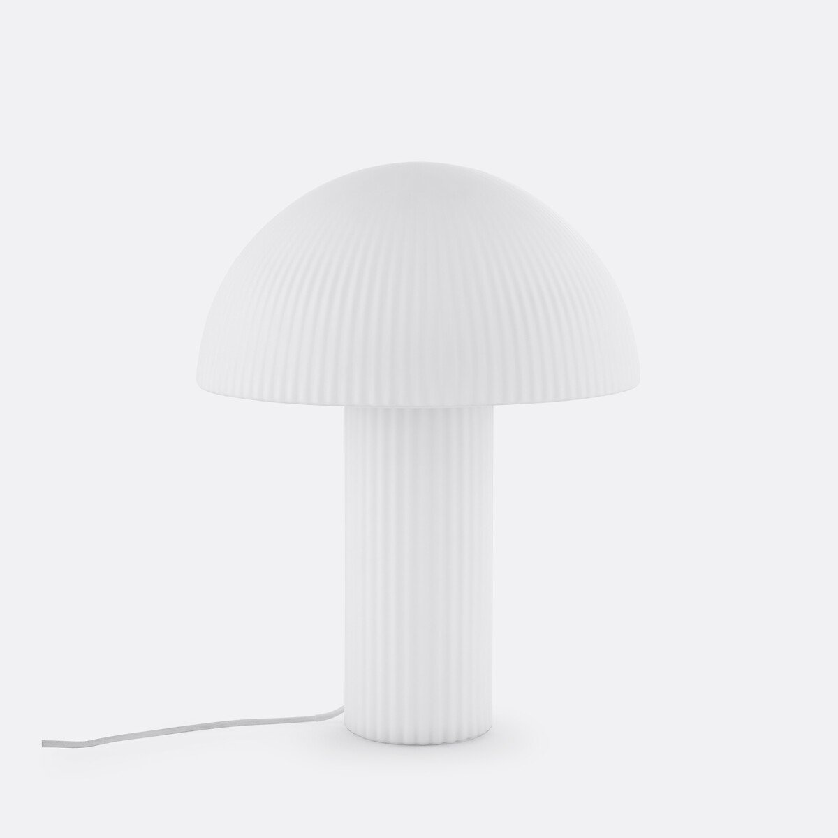 Lampe champignon verre opalin strié H41,7 cm, LOULOU blanc, LA REDOUTE INTERIEURS