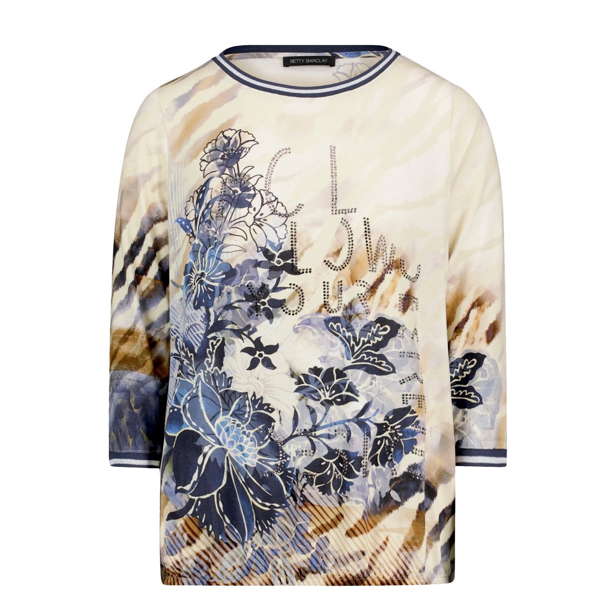 Haut casual à cordon coulissant sous tunnel beige/bleu, BETTY BARCLAY