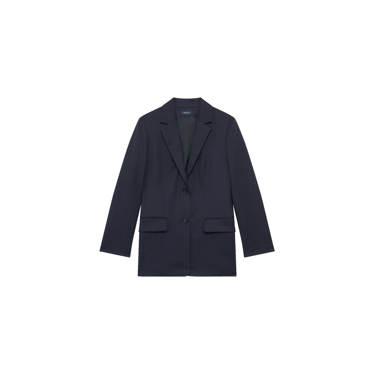 Veste droite col tailleur VOLTIGESTRIPE bleu marine, CAROLL