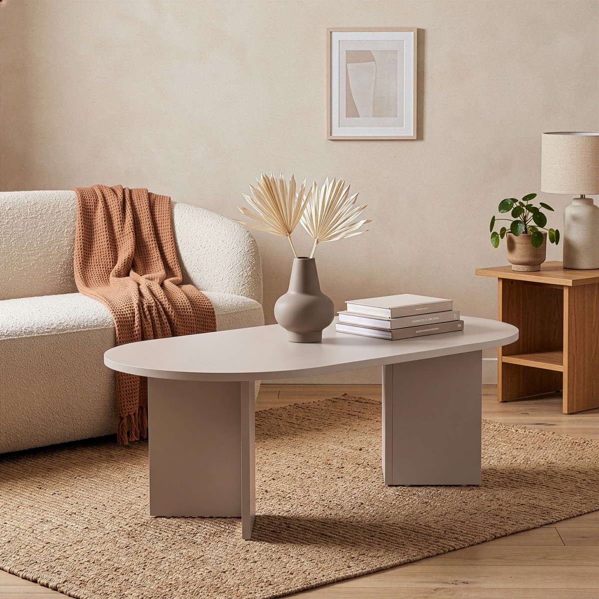 Table basse ovale L119 cm - IRIS cashmere, CALICOSY