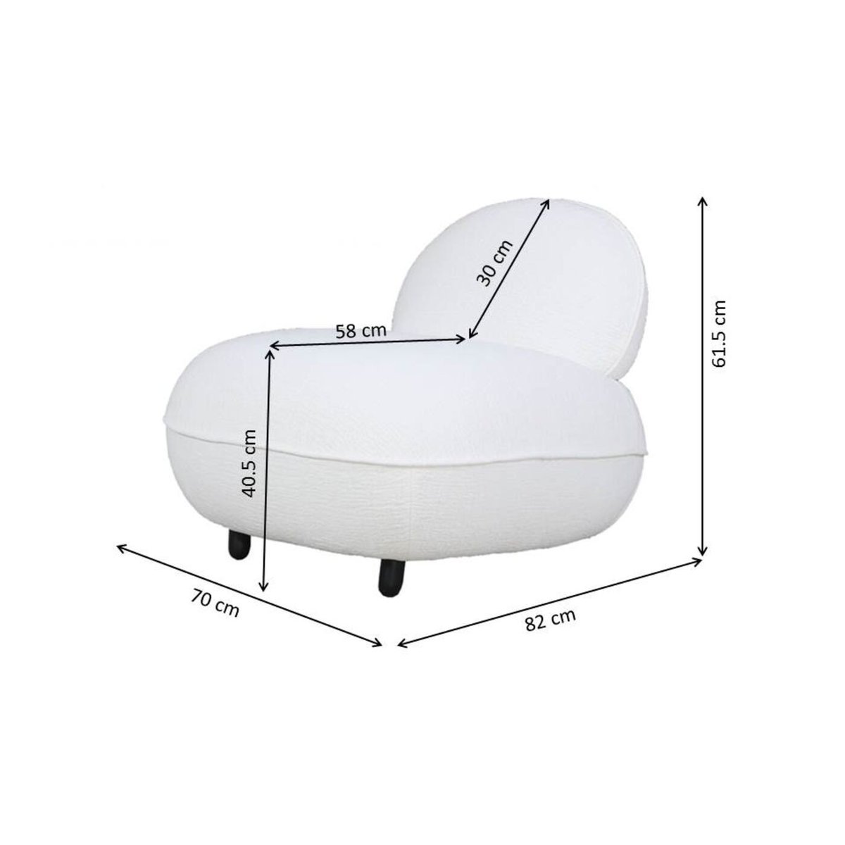 Fauteuil en polyester texturé, KUMO crème, KARE DESIGN