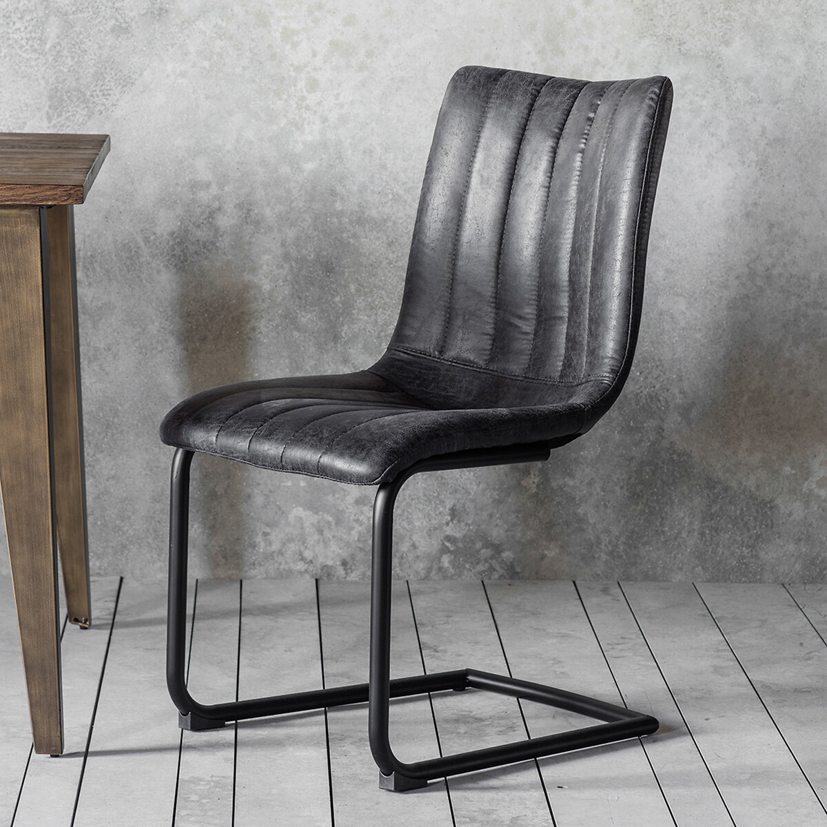 Darcy Retro Leather Cantilever Dining Chairs (Set of 2) grey, SO'HOME