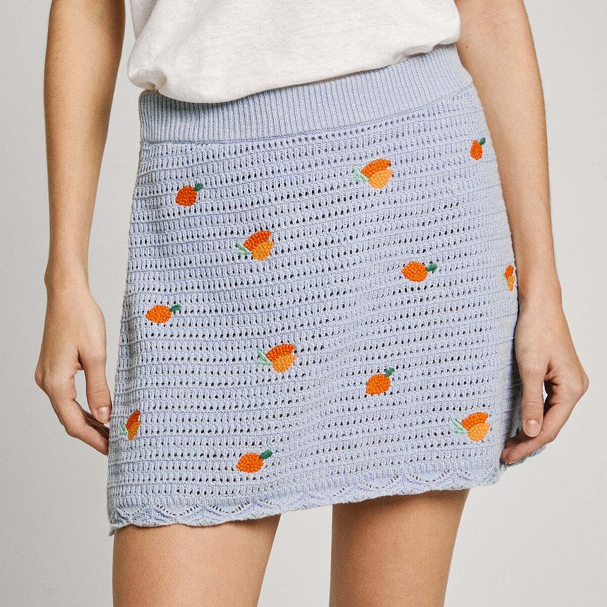 Jupe Courte Imprimée En Maille bleu hébété, PEPE JEANS