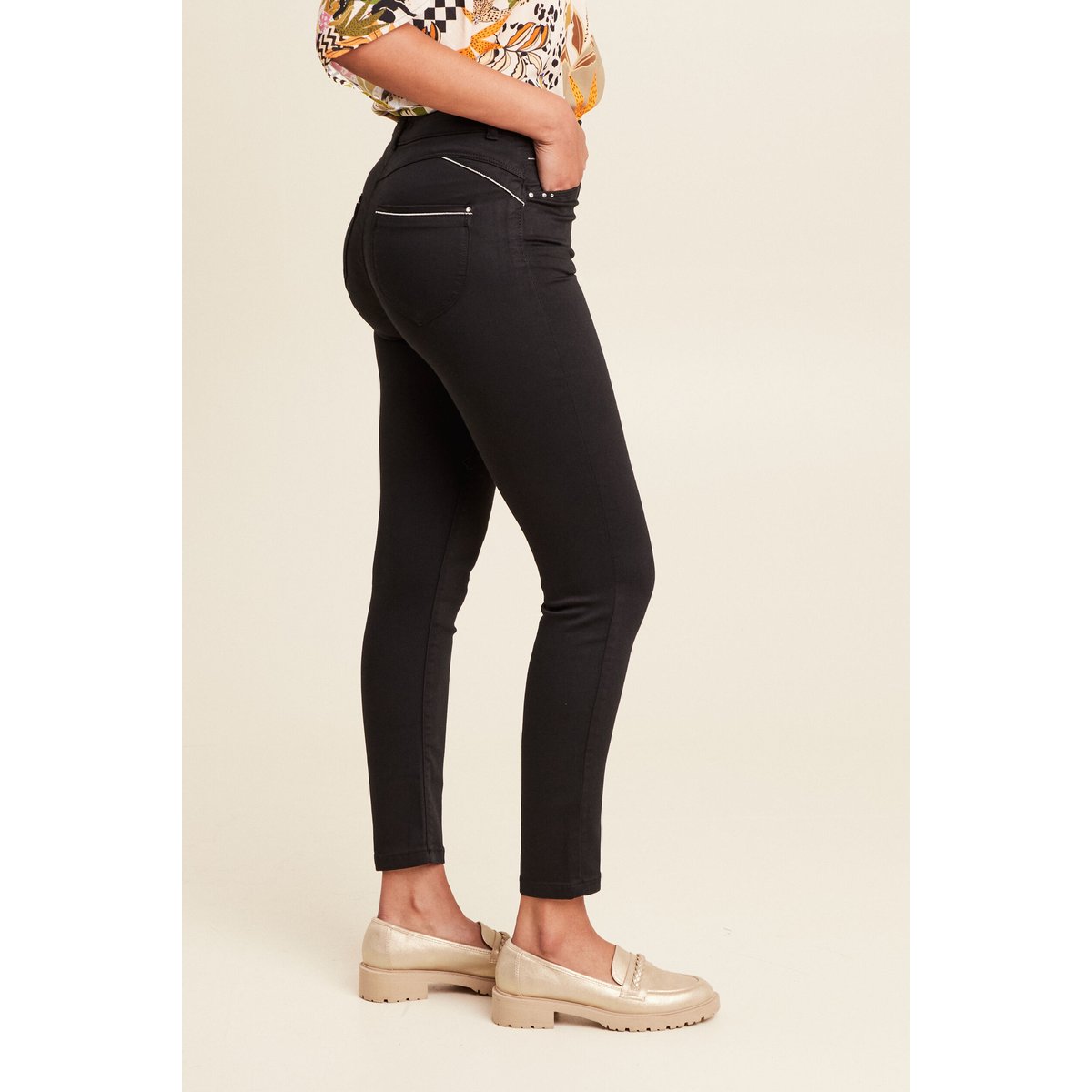 Pantalon ajusté taille haute noir, BREAL