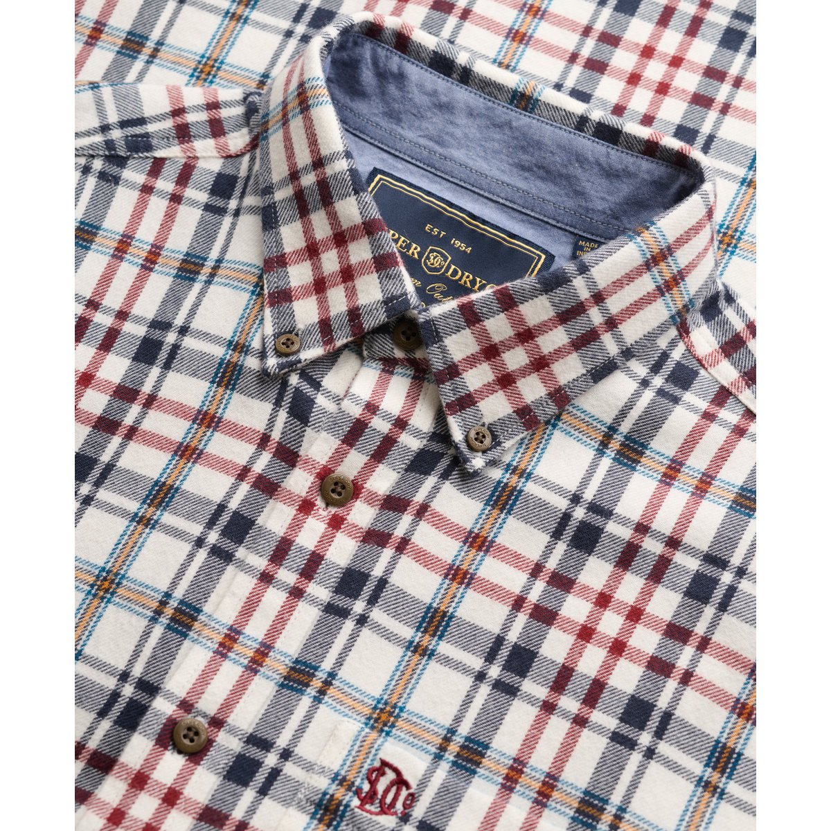 Chemise Lumberjack en Coton à Manches Longues carreaux oregon blanc, SUPERDRY